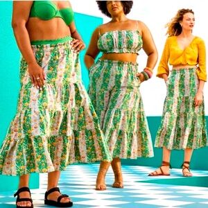 NWT RHODE X TARGET Whimsical Floral Tiered Midi Skirt Size Medium